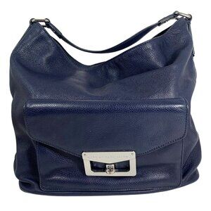 Bolsa Marc By Marc Jacobs Navy Leather Hobo Bag Front Pocket Silver Hardware